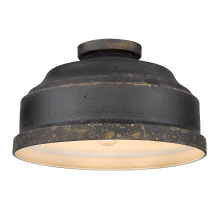 Golden 0806-FM ABI - Golden Lighting Keating 3-light Flush Mount in Antique Black Iron